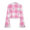 Pink Heart Checker Bell Sleeve Blouse - Image 2