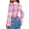 Pink Heart Checker Bell Sleeve Blouse - Image 5