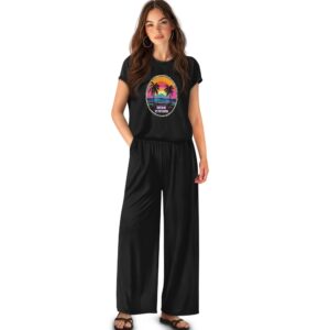 Catch Me by The Waves Short-sleeved Wide Leg Pajama Set
