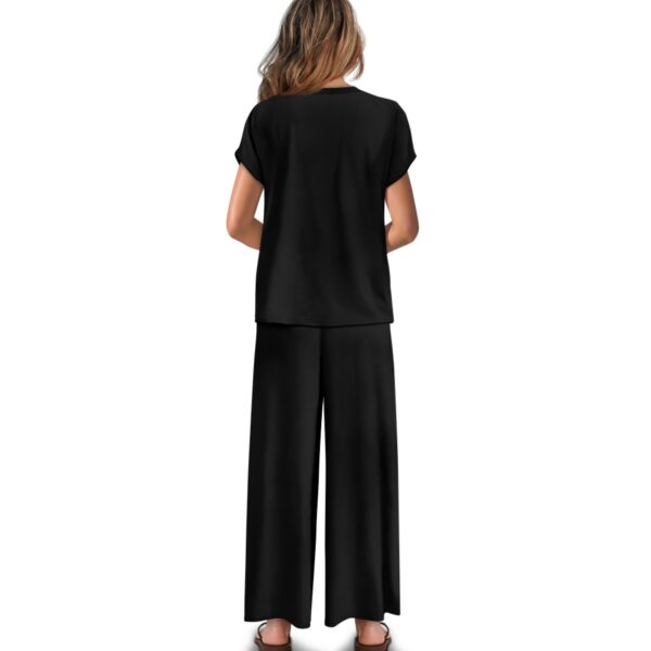 Catch Me by The Waves Short-sleeved Wide Leg Pajama Set - Image 2