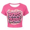 Boss Babe Graffiti Tight Cropped T-shirt