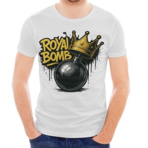 Graffiti Royal Bomb T-Shirt with black bomb and gold crown streetwear design