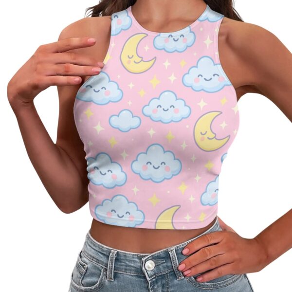 Kawaii Clouds & Stars Tight Tank Top - Image 3